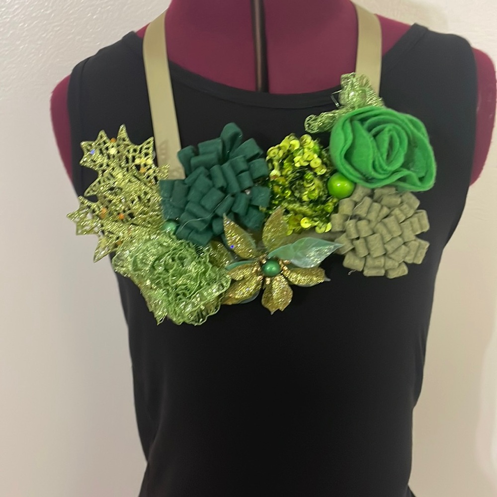 Lime Green Fascinator OOOK holiday statement flower necklace or belt unique